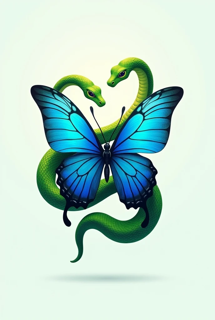 Green snake logo on blue butterfly