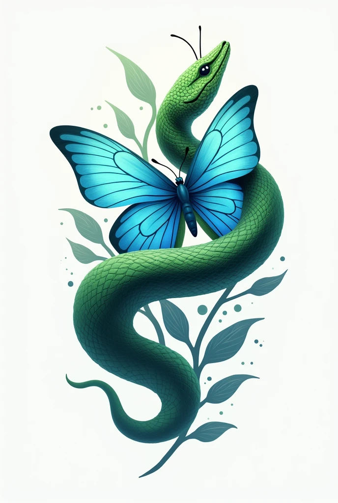 Green snake logo on blue butterfly