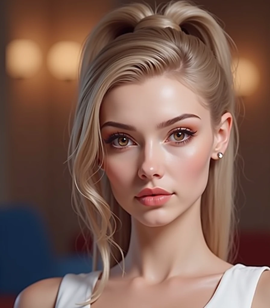 [whole body shot] [shot from behind] proffesional, (4 k image:1.1), (sharp focus:1.3), very detailled, don (tight shirt:1.2), beautifull detailed face, glare eyes, long and light hair, (attractive young woman:1.3), (seducer:1.1), (blushful:1.1), Pear body shape, perfect hands, natural breasts, Broad Hips. --Sexy body --Prominent breasts --Detailing, whole body, a lot of femininity, enticing, dazzling, sultry posing, muse, --Unreal Engine 5. [Unclothed]. 16 mil.