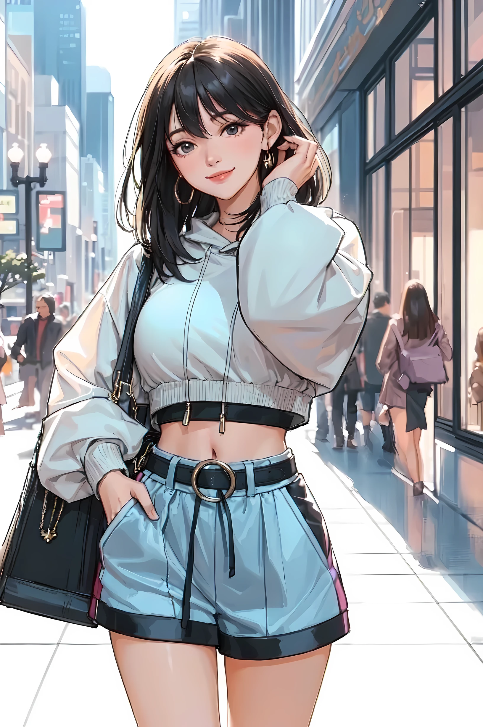 woman, 90's, retro, crop top,graphical design,
High Fashion in the 1990s、Animation illustrations from the 1990s、smile、Looking forward、front、Watching the audience、Bob Hair、sunglasses