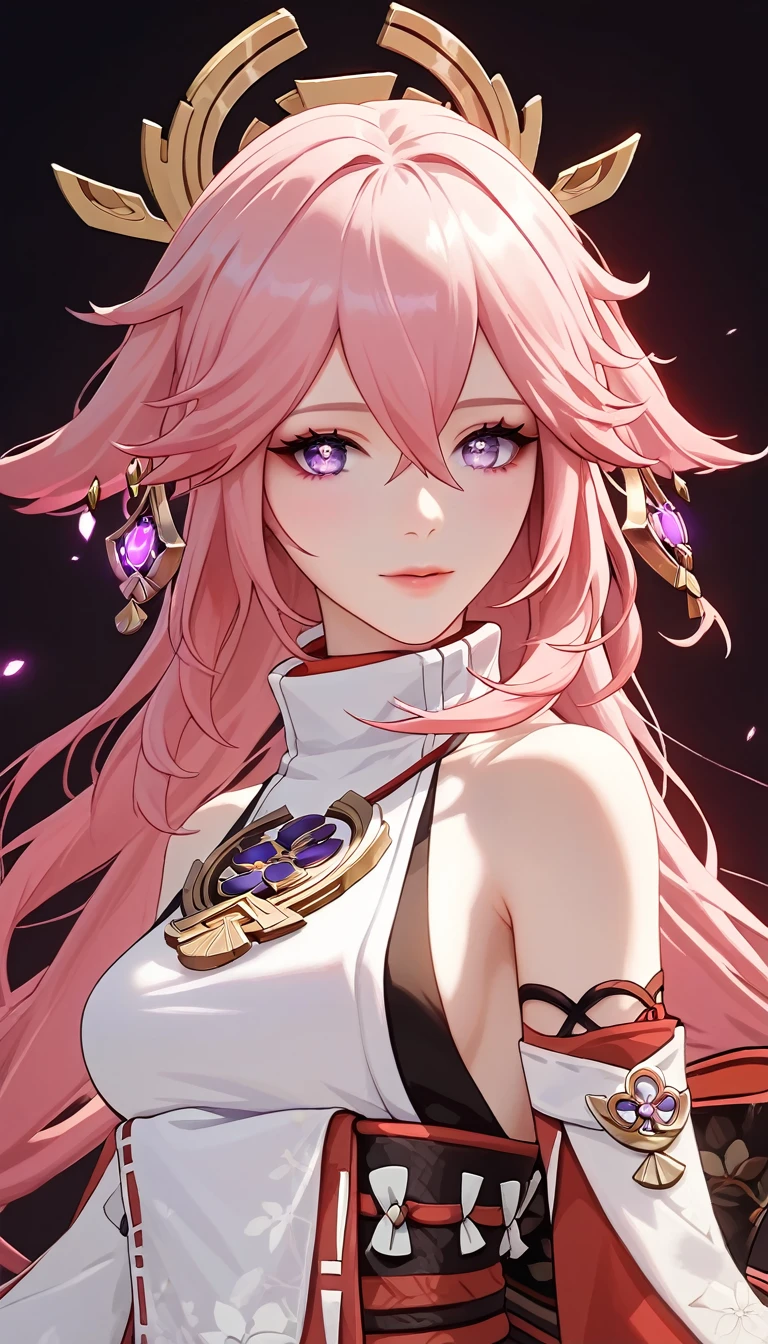 score_9, score_8_up, score_7_up,source_anime, high res image,masterpiece,(best quality:1.5),girl,cute face,clear skin,yae_miko_genshin,heart eyes, (upper body), (standing), (pink hair), jewelry, Earring, kimono, absurddress, Glowing skin, oil skin, ferpect lighting, detail face, detail eyes, detail skin, detail color, Japanese temple background,