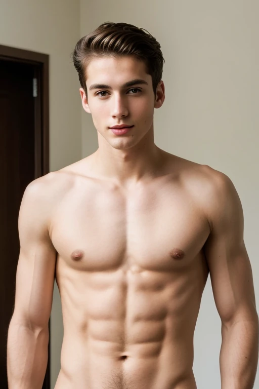 Young handsome cute beautiful skinny white face without shirt con 4 hombre atractivo alado