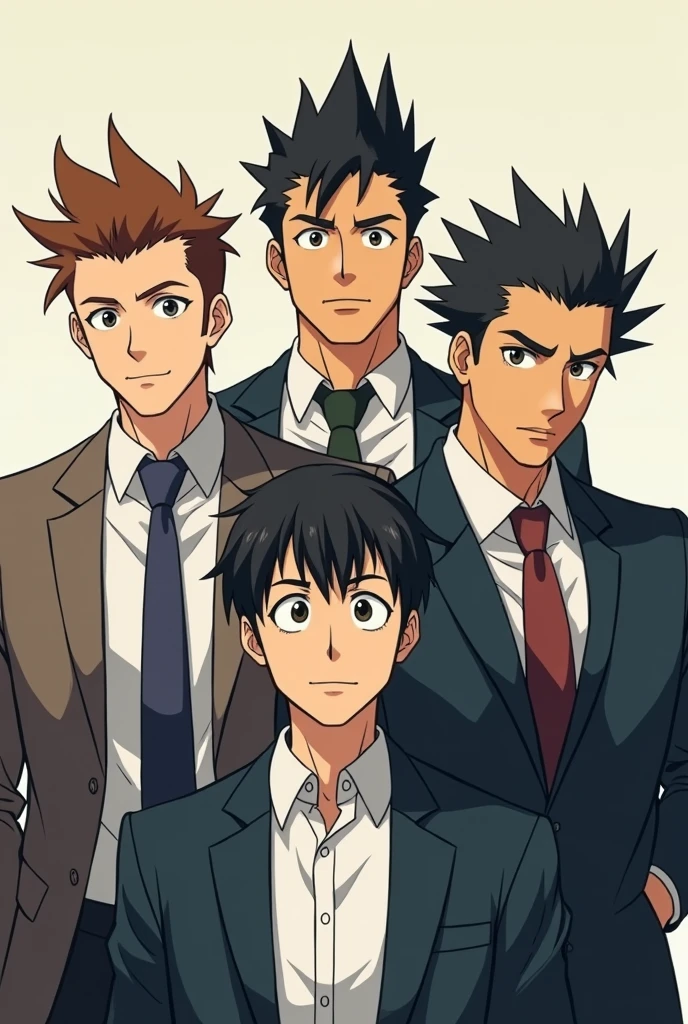3 smart men and one dumb man, In anime form