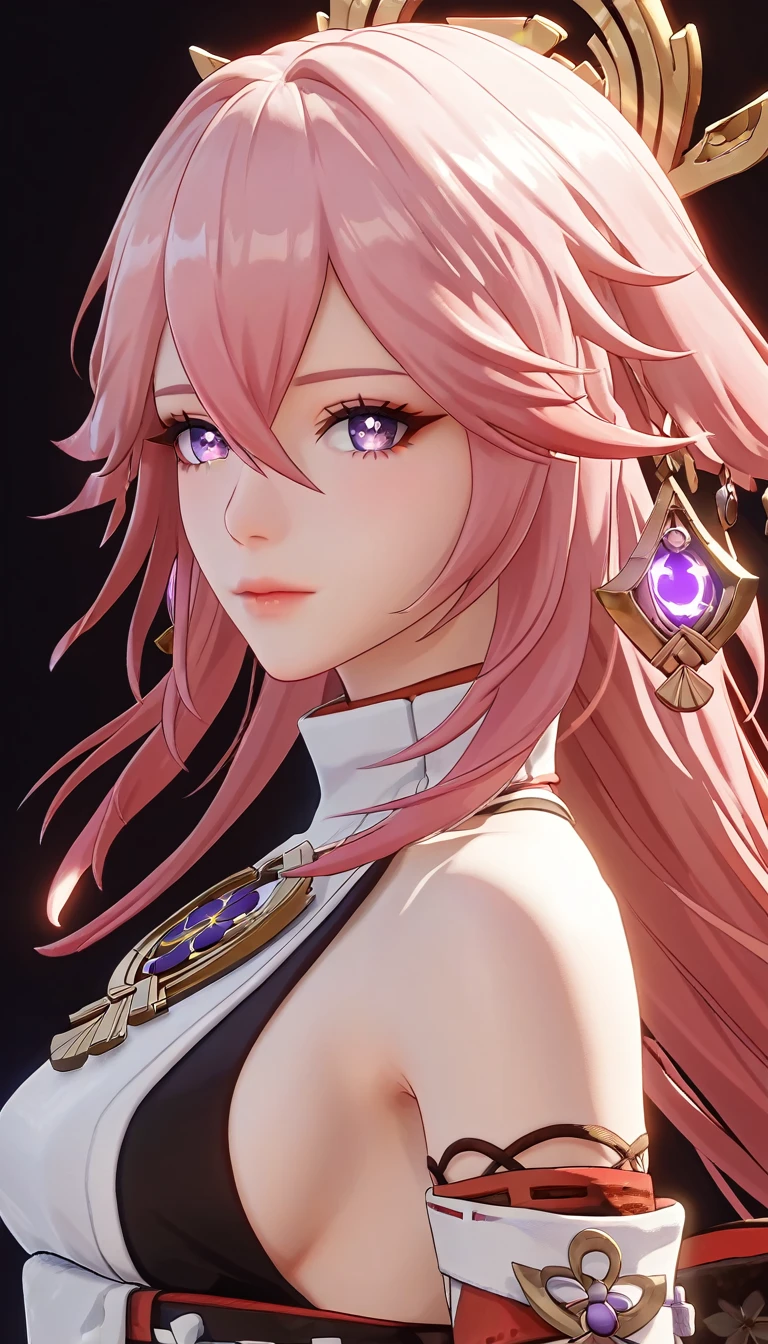 score_9, score_8_up, score_7_up,source_anime, high res image,masterpiece,(best quality:1.5),girl,cute face,clear skin,yae_miko_genshin,heart eyes, (upper body), (standing), (pink hair), jewelry, Earring, kimono, absurddress, Glowing skin, oil skin, ferpect lighting, detail face, detail eyes, detail skin, detail color, Japanese temple background,