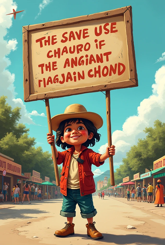 Person in Peru, with a cartoon saying that Peru is known for having high economic inequality.