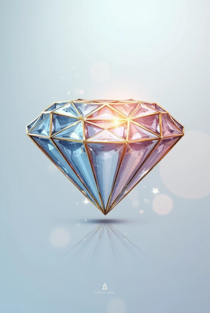 Logo for a brand name diamond Jurel with colors gold and silver with a touch of light blue and light pink
