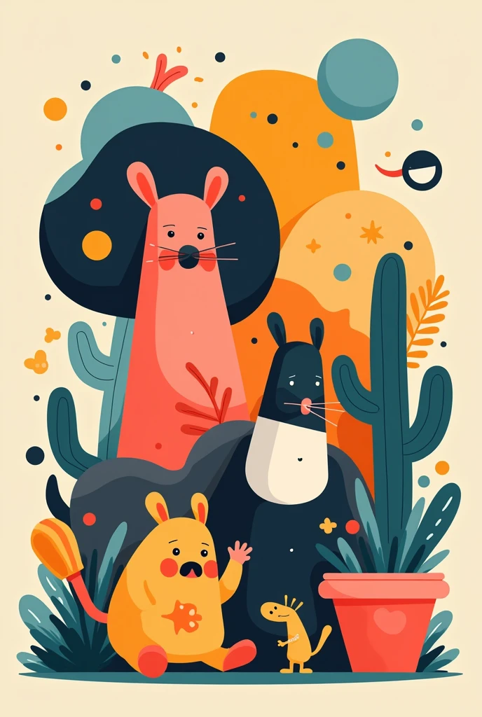 Digital art that uses vector shapes to create stylized illustrations, like cartoon characters or abstract art.