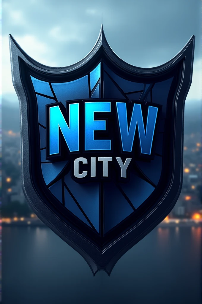 Make me a shield for a football team with the colors black and blue and with the name New City