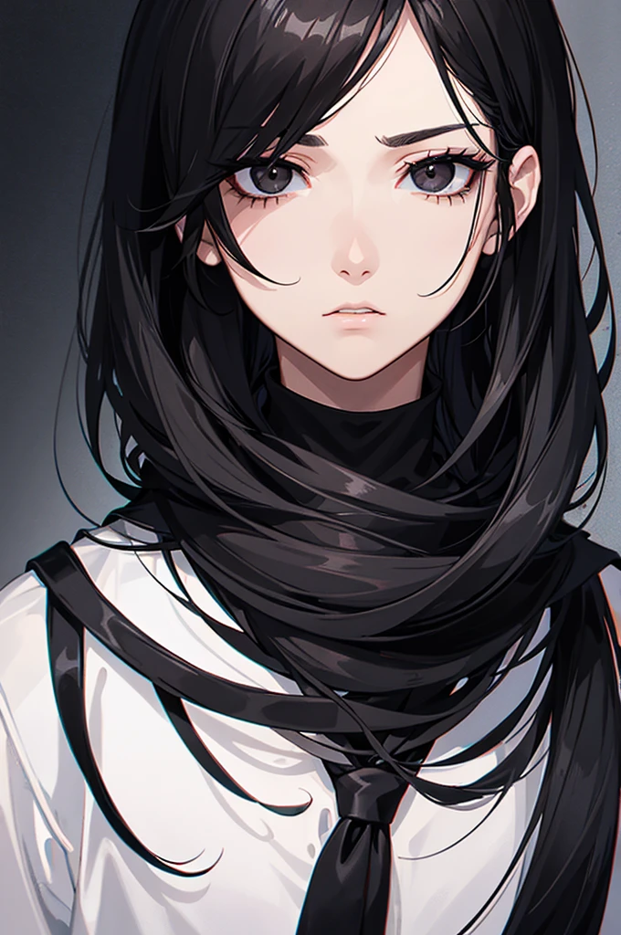 Guy black hair black eyes black eye liner tired droopy eyes and black clothing