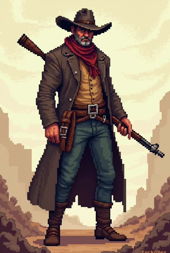 Caballero con rifle pixel art