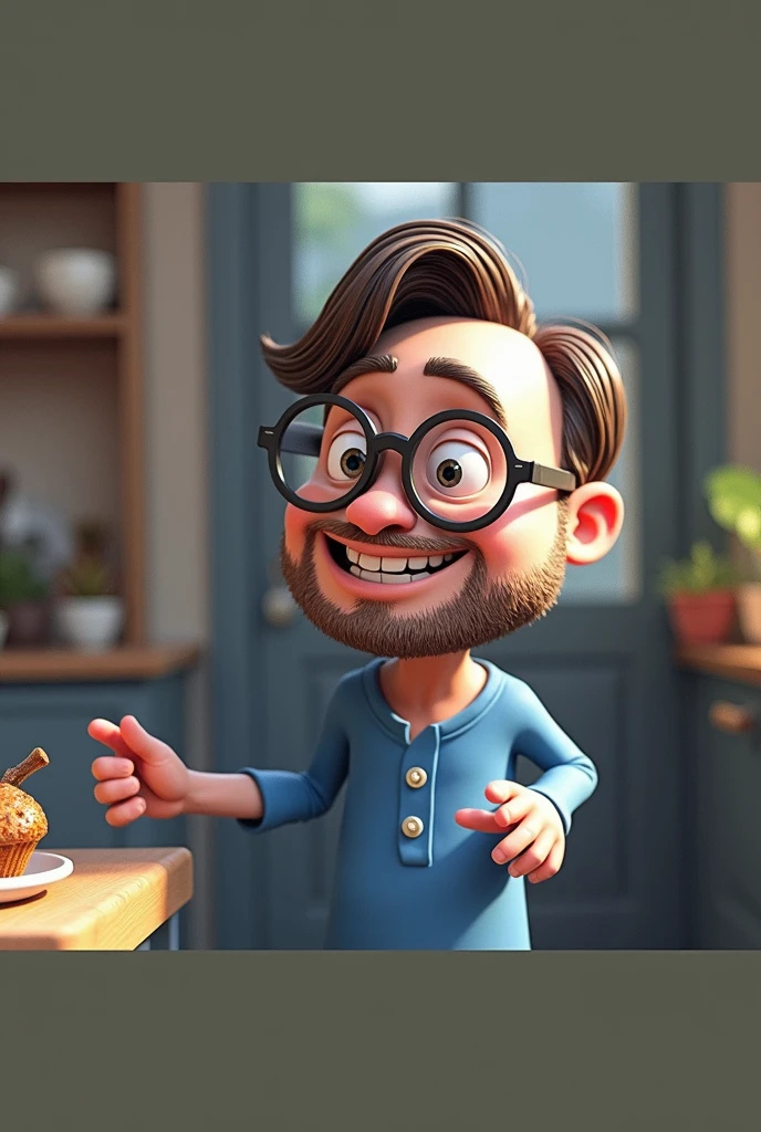 Cartoon character of a man in black glasses and blue shirt, animation character, stylized character, animation style rendering, 3d stylized, Arnold Maya rendering, Stylized 3D rendering, toon render screenshot, 3d character, 3d character, Stylized 3D rendering, 3D character rendering, cartoon character, Personagem de close up, character posing, (Pixar-style) (master part:1.2) (bokeh) (best qualityer) (skin detailed) (detailed texture) (8k) (Argilla) (cinematic lighting) (sharp focus