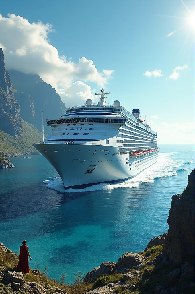 Sea view realistic with Biggest Cruse sihip with Avengers heros