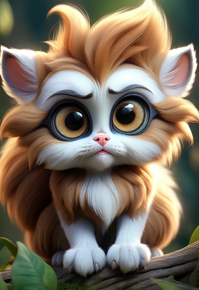 a cute imaginary creature, detailed fluffy fur, adorable big eyes, small whimsical creature, (best quality,4k,8k,highres,masterpiece:1.2),ultra-detailed,(realistic,photorealistic,photo-realistic:1.37),dreamy fantasy portrait,vibrant colors,soft ethereal lighting
