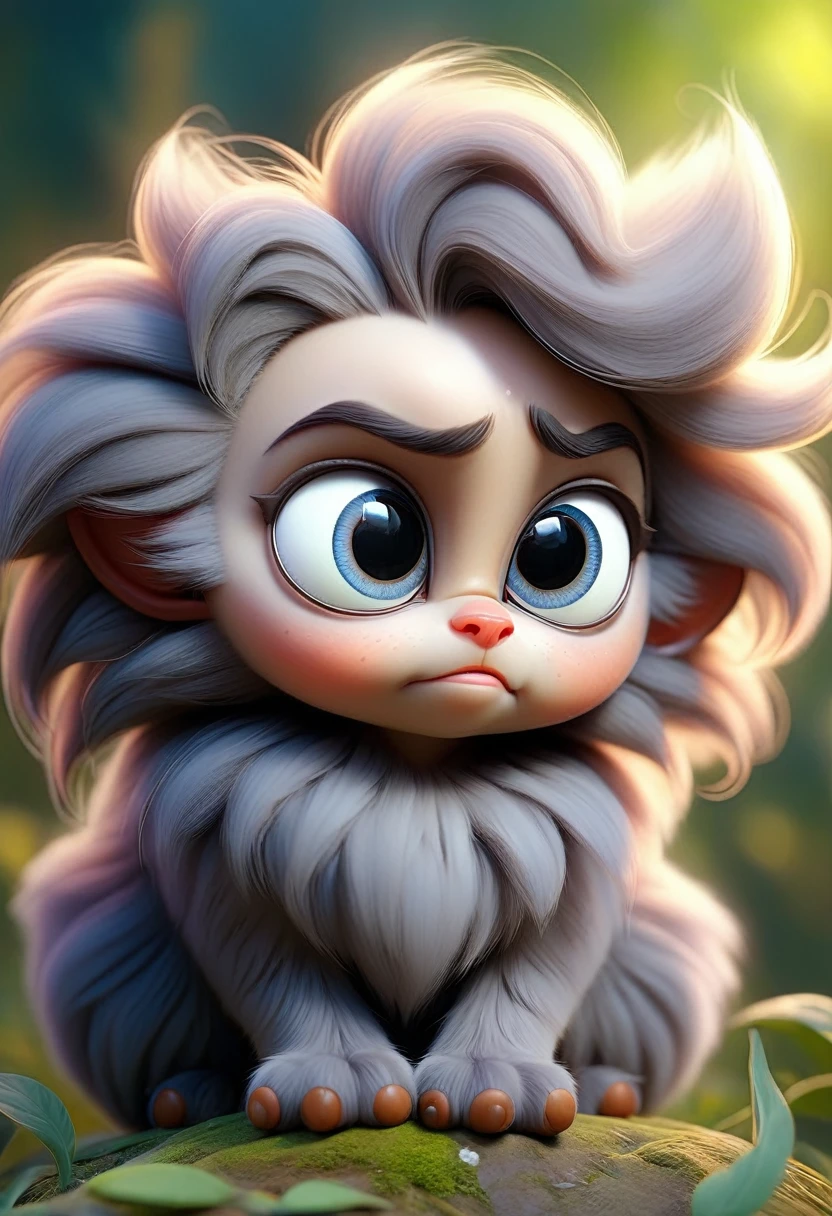 a cute imaginary creature, detailed fluffy fur, adorable big eyes, small whimsical creature, (best quality,4k,8k,highres,masterpiece:1.2),ultra-detailed,(realistic,photorealistic,photo-realistic:1.37),dreamy fantasy portrait,vibrant colors,soft ethereal lighting