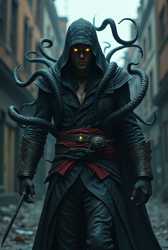Assassins creed hero covered in Venom symbiote