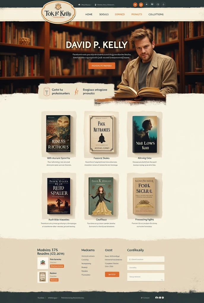 David P Kelly online book store website design template 