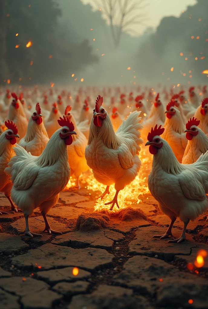 Many Chicken likes to burning earth
