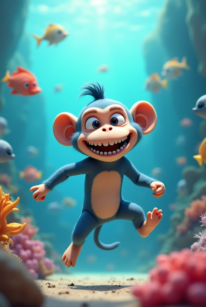 make an animated monkey and shark combo