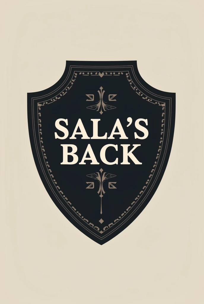 Make me a logo for a men's bag page, that has a shield and its name is SALA'S BACK, with an urban and formal style