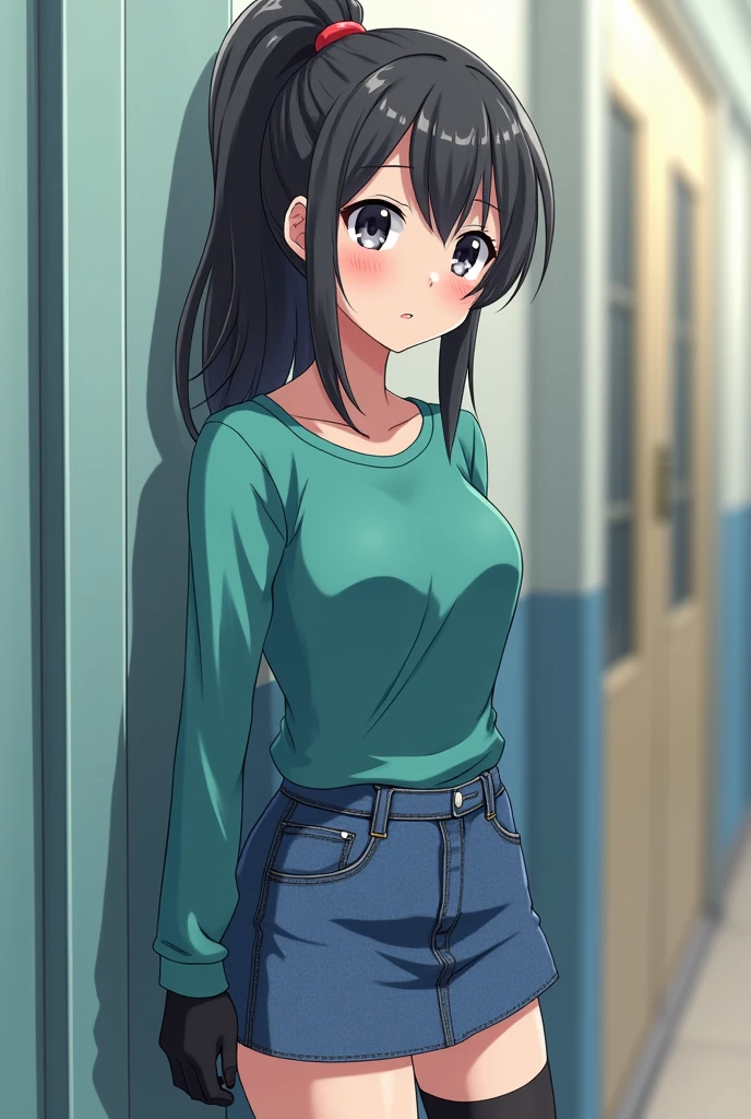 Ayano Aishi Futa. Anime beautiful Shy blushing and crying in shocked  high school girl because She wanna tell you She is a futa but you said you love futa girls. (you are cute lesbian girl to her that she love). Ayano Aishi has pale skin, dark grey eyes, and straight, mid-back length black hair. She stands at a height of 165 cm (5 ft. 5 in), weighs 43.5 kg (96 lbs.), and has average-sized breasts. Her hair is tied into a high ponytail with sharp bangs swept to the right, the middle one being the most prominent, and two strands of hair that frame her face, reaching to her shoulders. Ayano will wear a teal-green shirt, blue denim skirt, black thigh high socks, black gloves, and sneakers. (Ayano Aishi Futa) 