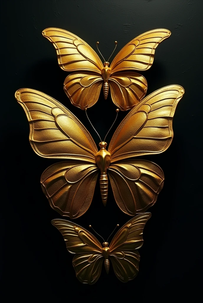 Ultra-resist image of gold butterflies on a black background