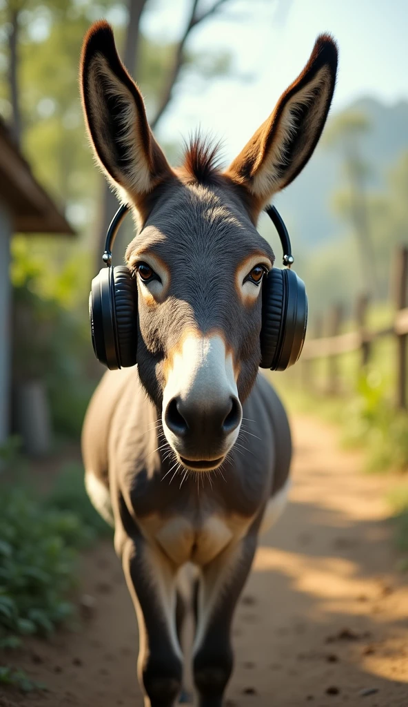 One day Mohan thought why not do something new and put headphones on the donkey's ears