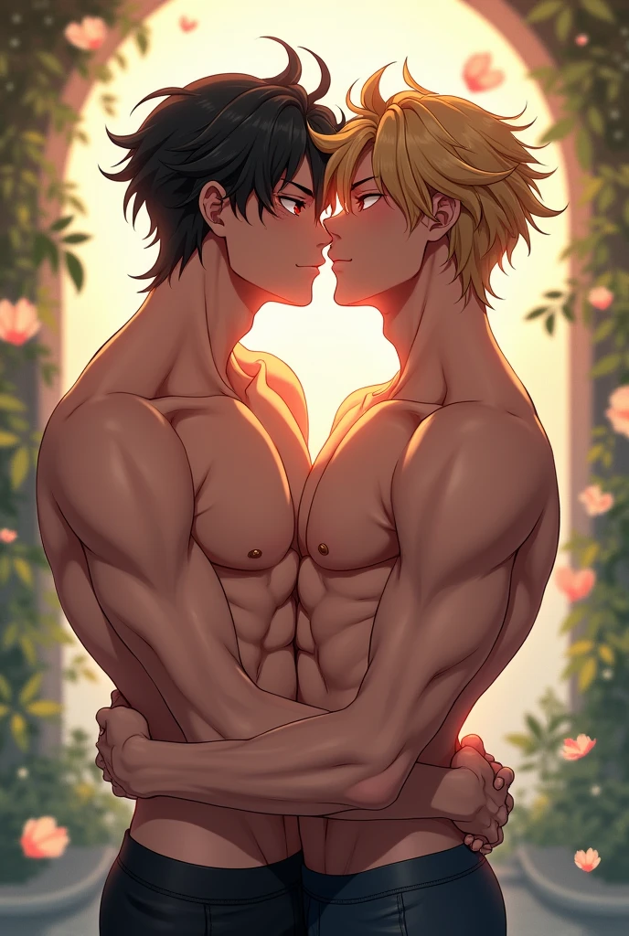 Anime boys kissing shirtless
