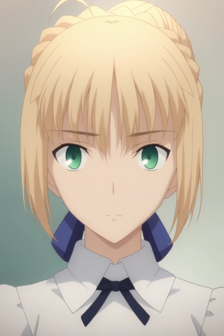 score_9, score_8_up, score_7_up, source_anime, rating_safe, intricate details, anime screencap, , official style, looking at viewer, , , 1girl, saber \(fate\), blonde hair, green eyes, ahoge, hair between eyes, hair bun, hair bow, solo, (Striped Glitter,Seraphic ,Hexagram ,Supersolid,Quantum entanglement,Self-healing Concrete,Acrylic Convection,Vibration,Mesmerizing,Enigmatic,Dodecahedron magic:1.0), fsn_ubw_style, 