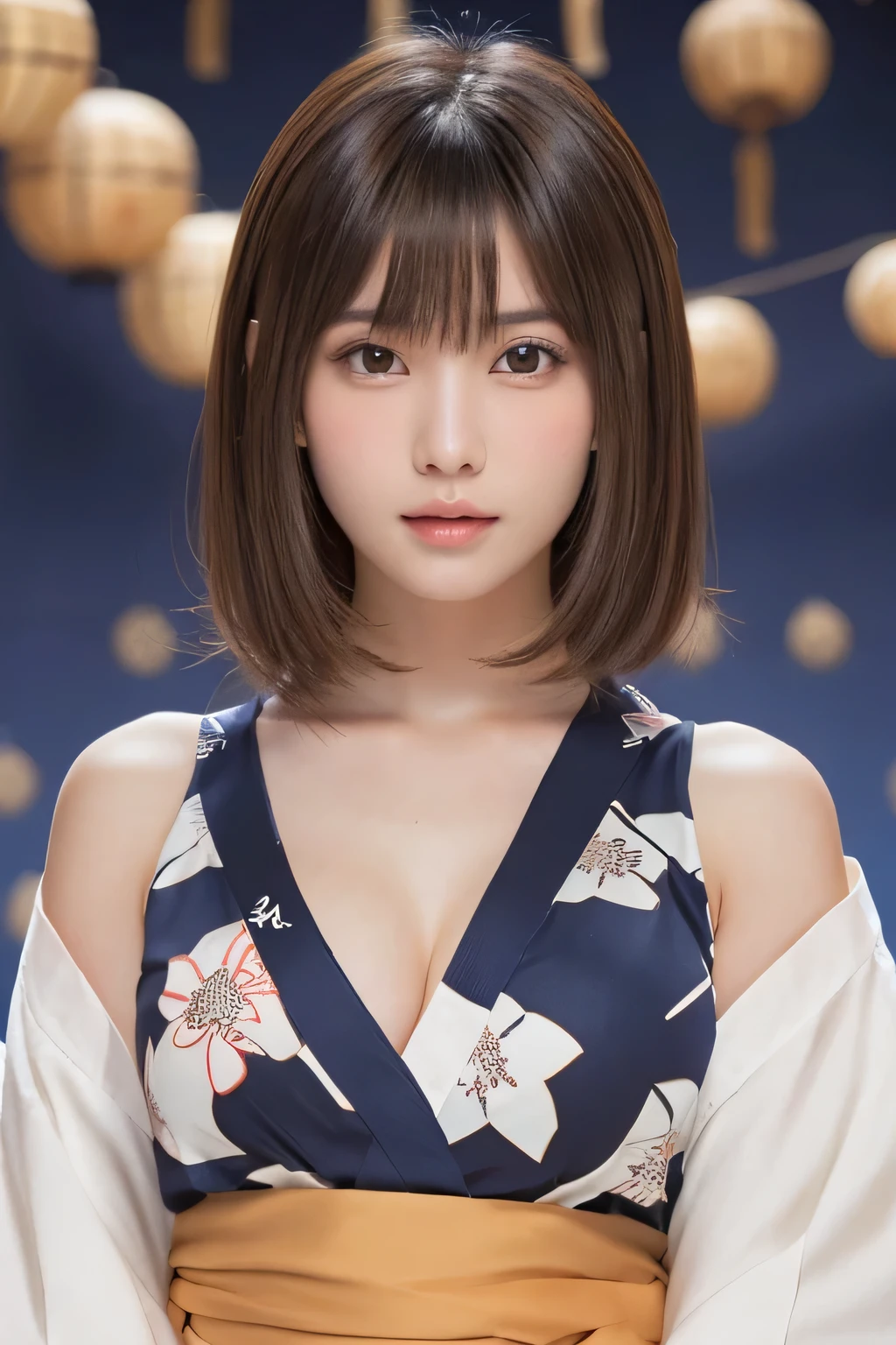 One Girl, (Beautiful girl, Delicate:1.3), (:1.3),
break, (yukata:1.3),
break, (Tanabata background:1.3),
break, Very beautiful eyes, (Symmetrical eyes:1.3),
break, (Small breasts:0.5), Brown eyes, Parted bangs, Brown Hair,
break, (Eye and facial details:1.0),
break, (masterpiece, Highest quality, Super detailed, Detailed face, 8k),Large Breasts, 