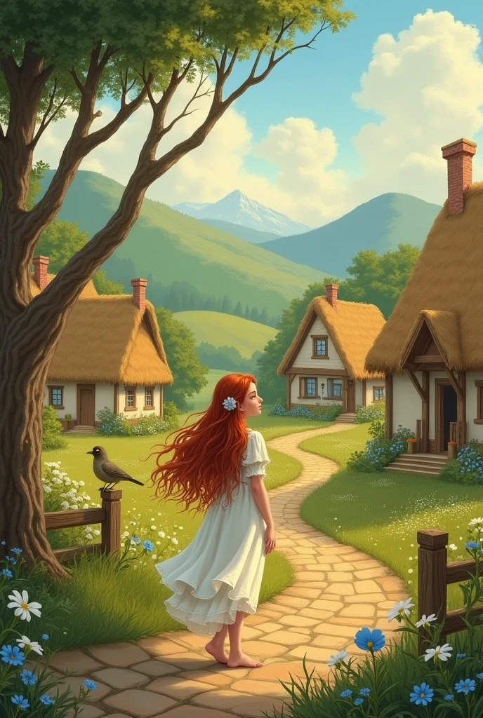 Once upon a time, in a quaint village nestled between rolling hills, there lived a  named Elara.