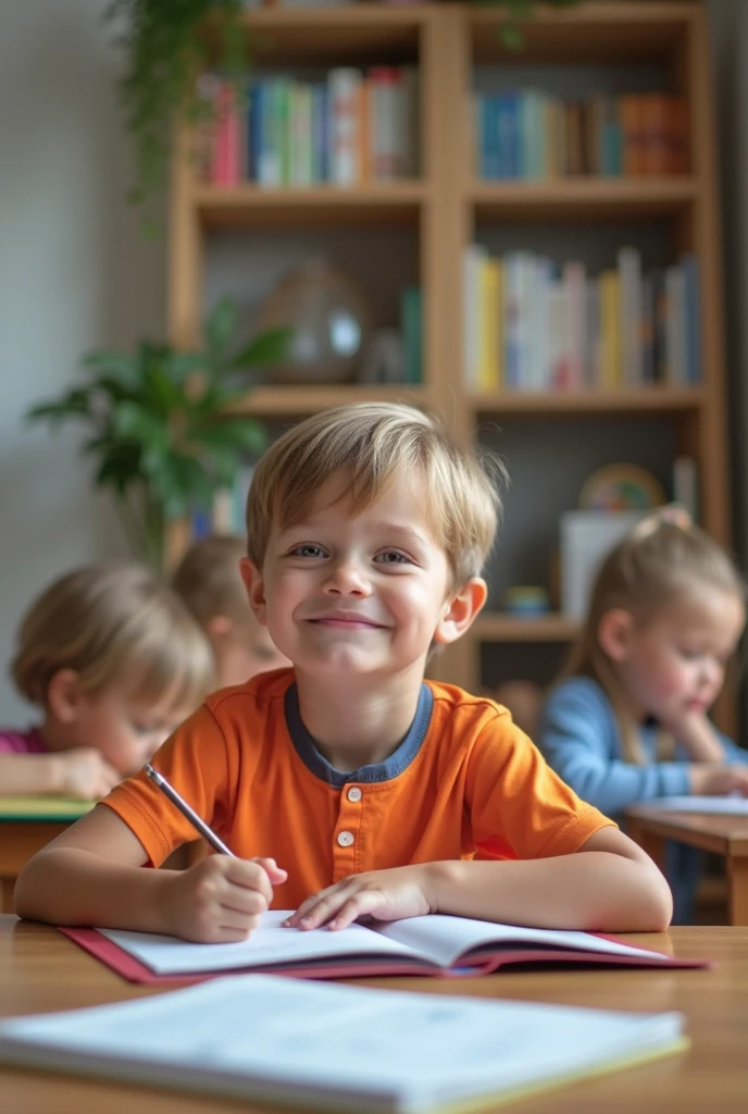 kids happily learning english 