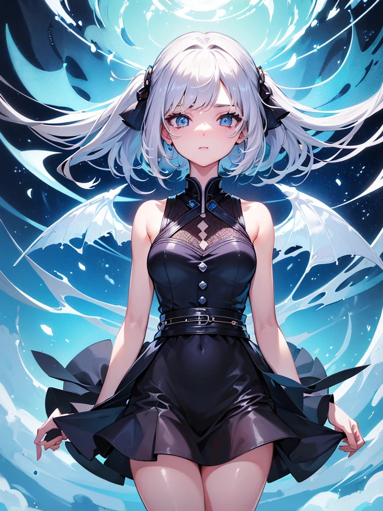 ((perfect anatomy:1.3,masterpiece、highest quality、Ultra - High resolution、High resolution、Highly detailed)), 1girl, Silver hair, short hair, light blue eyes, 17_years_old_beautiful_girl, Japanese, drawn in the style of Japanese anime,