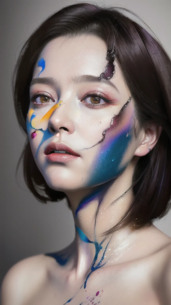 Android Beauty, Powerful paintings inspired by Francis Bacon, Ultra-realistic surrealism, Hyperrealism, fear, art, hyper real painting, Realistic illustration painting, カラフルなHyperrealism, Hyper-realistic digital art