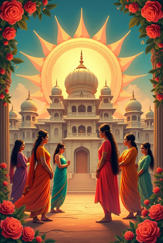 I want to create a poster about my program , and program is relate with Hindu religion and I am performing with my grup in j.k temple on 31 August 2024 timing 5 pm to 5.30 and write everything