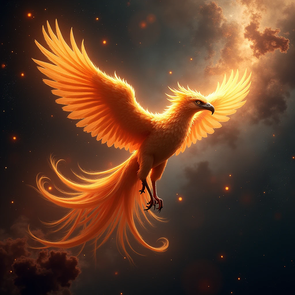 Phoenix flying in space