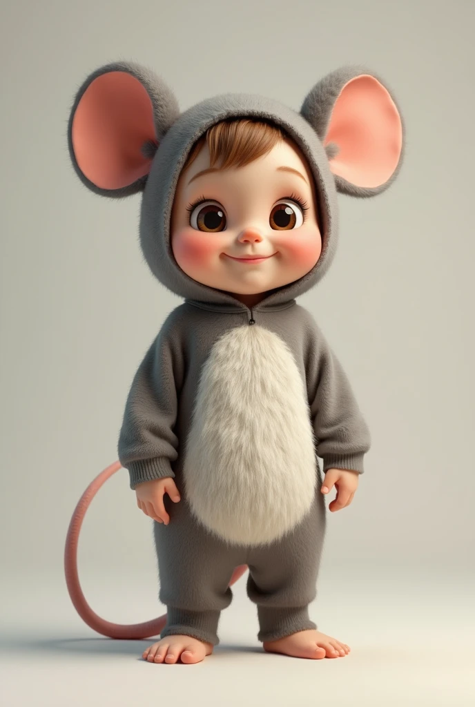 Standing in a mouse costume Realistic full-body portrait of a
