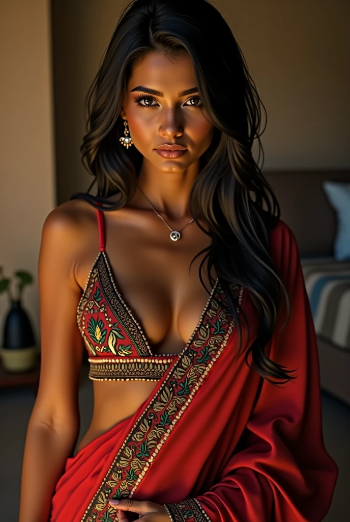 cute indian woman in a revealing saree