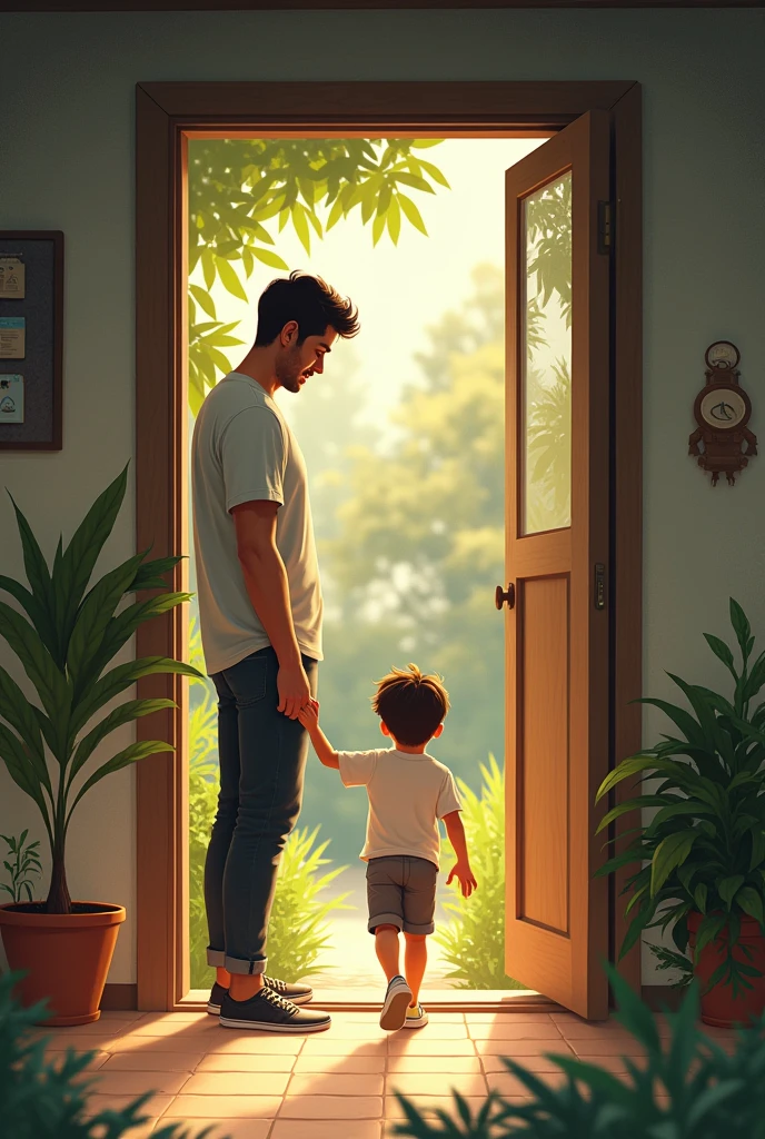 After a while, the father came and called the boy into the house.