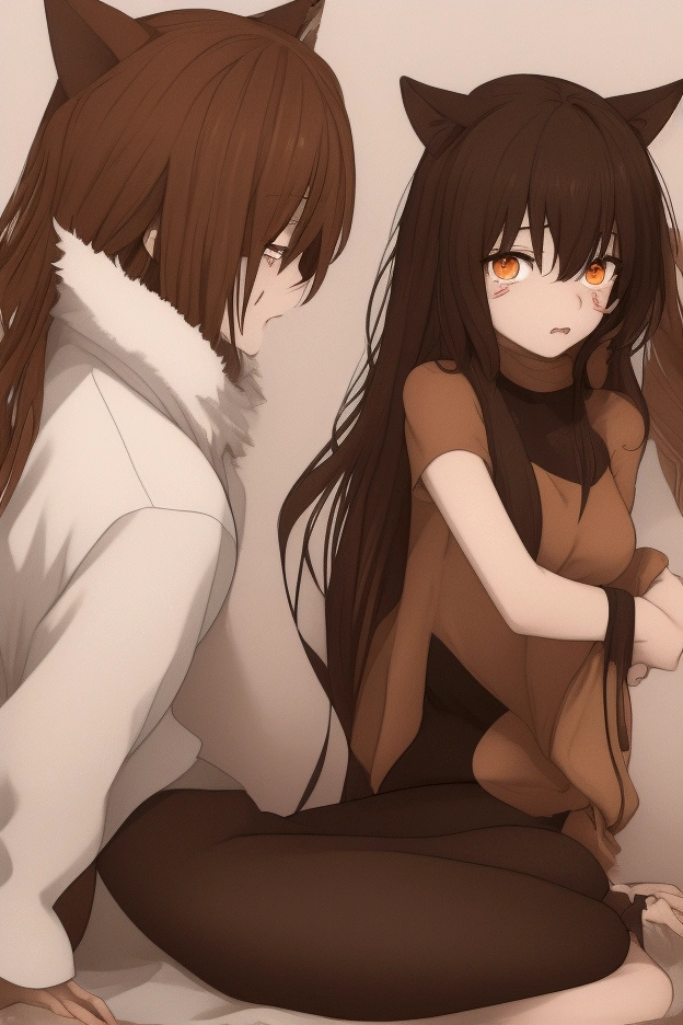(furry的), (Brown leather),Long ears,brown ears, orange eyes, medium hair, medium breasts, Dark brown elements in the fur, shiny t-shirt, super fine hair, volumetric light, beautiful glue,in black and white,scared,desperate,Covered in scars,injured,gloomy atmosphere光,gloomy atmosphere,lie down on the floor,low,tears,tie up,bleeding,furry,Ask for help,miosis,The background is the corner.