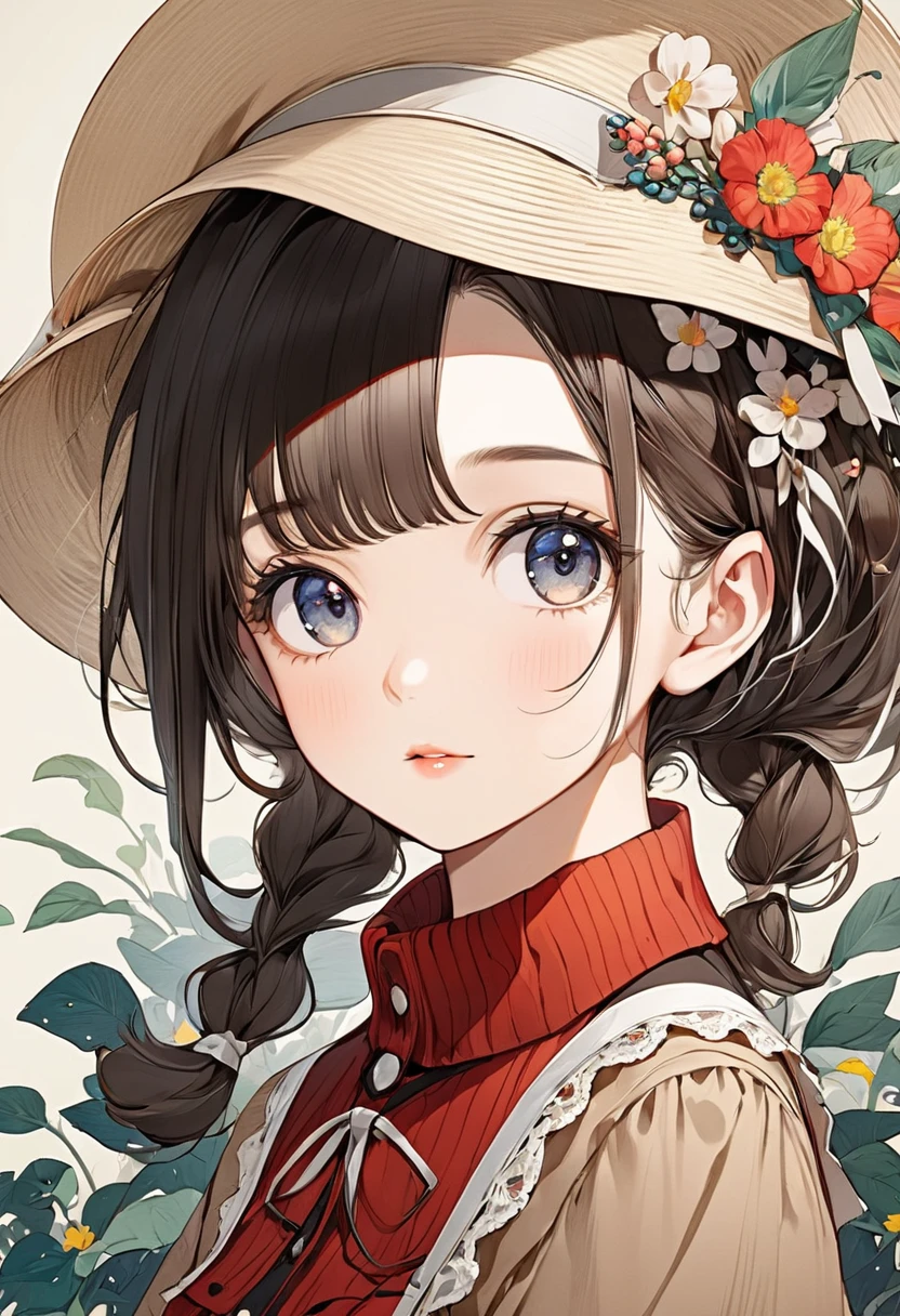 modern remake of nostalgic 2D illustrations from around 1900, cute , portrait style