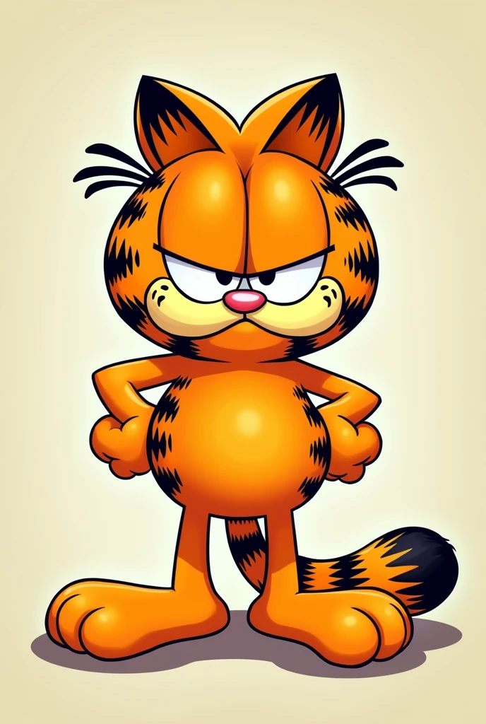 Create an image of the cartoon Garfield and hate