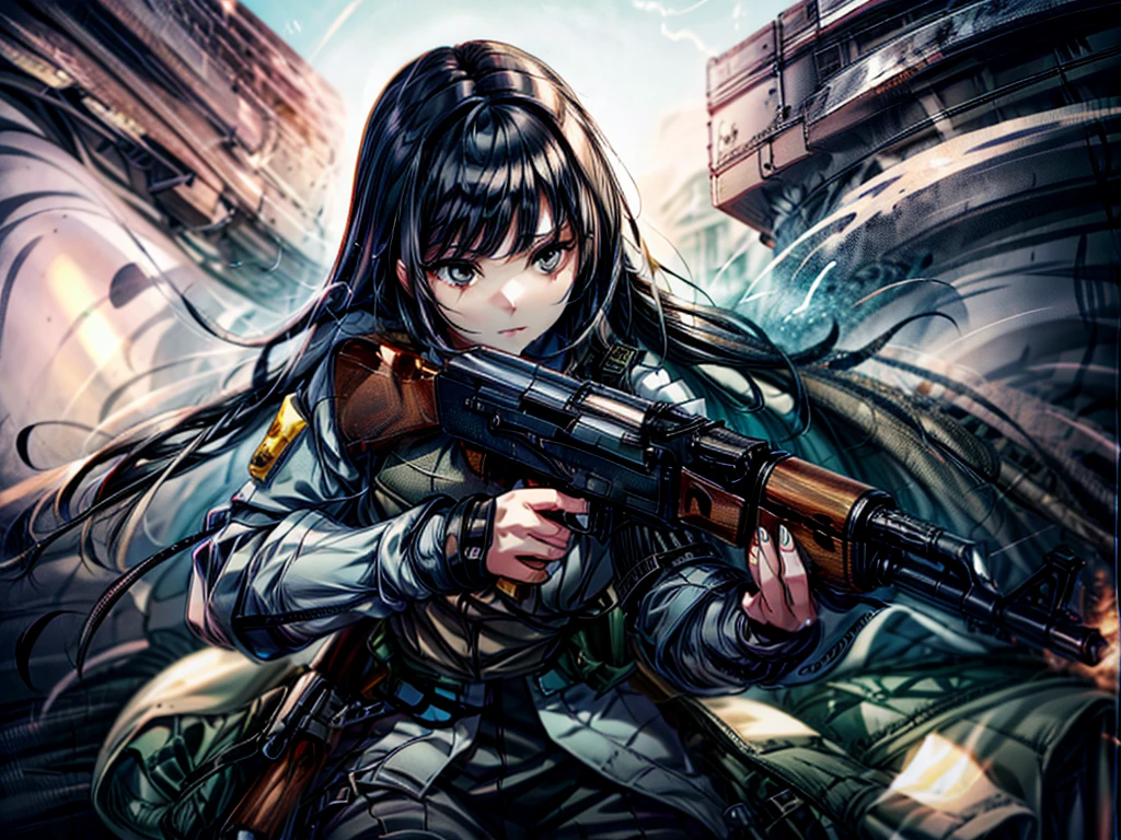 Female sniper with ak47 , Holding the AK47