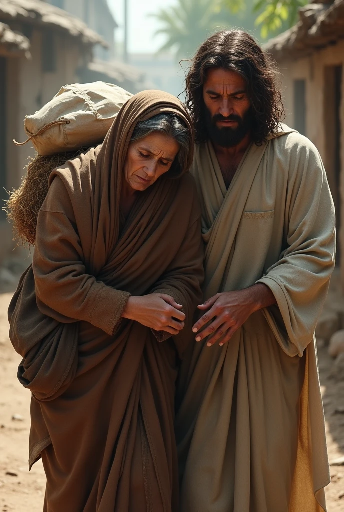 Una mujer
llevando su carga y está triste 😭
Y Jesucristo le ayuda