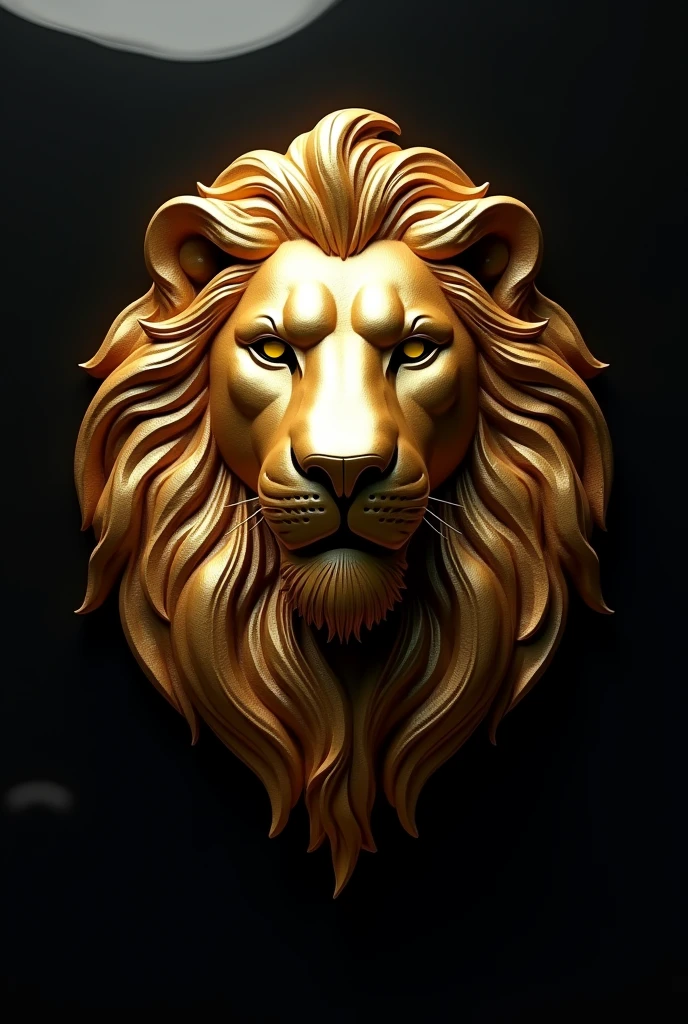 GOLDEN LION HEAD BLACK GLOSSY BACKGROUND