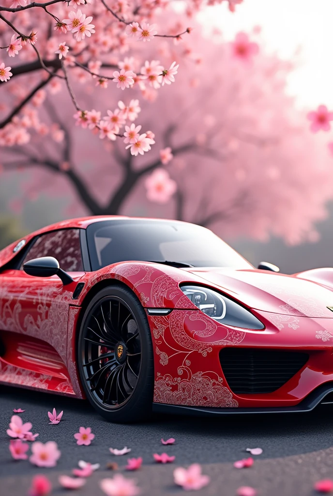 porsche 918 spyder cherry blossom design