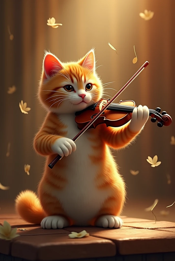 Draw a cat playing the violin