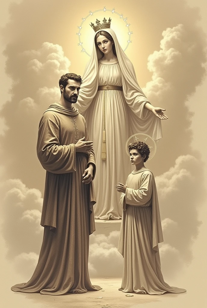 Drawing of Saint John Bosco Mary Help of Christians and Dominic Savio