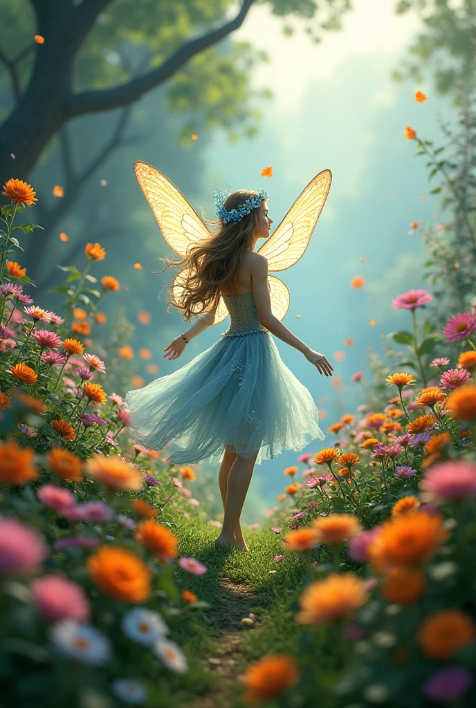 A land of flower with fairy in there

More human