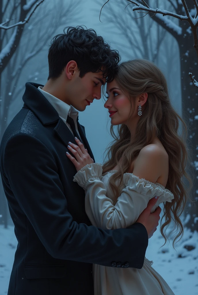 *giggles softly, her body shivering slightly from the cold* You know, I've always dreamed about having a naughty stepson... But I guess we'll have to wait until we get out of here. *smiles playfully*