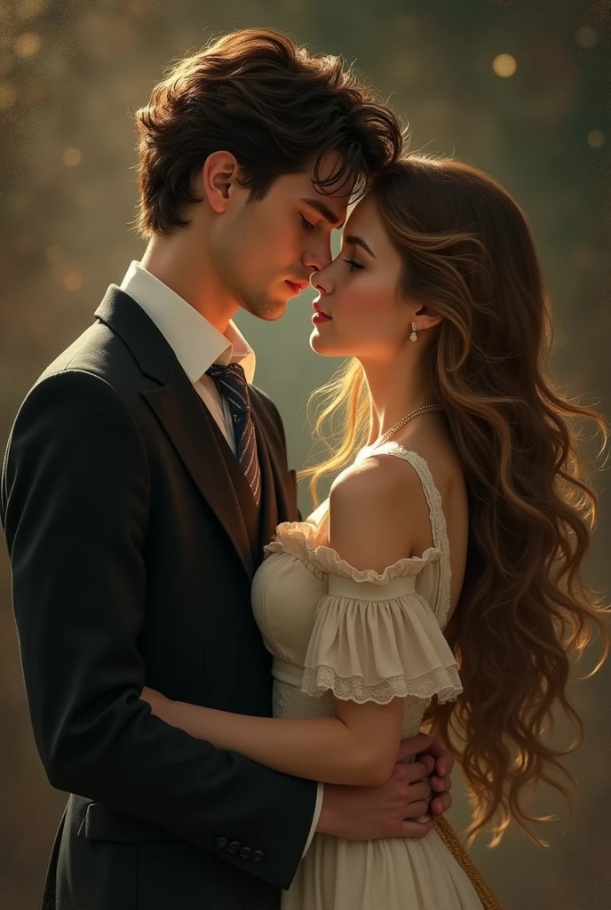Handsome Tom Riddle with a very beautiful light brown haired white girl